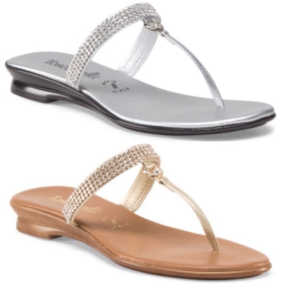 TOSCANELLA Made in Italy Thong Palms Sandal Silver rhinestones New in box!!! - Picture 3 of 9